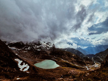 Scenic view of mountains against sky