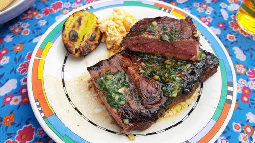 High angle view of meal served in plate