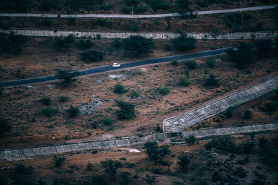 High angle view of bridge over mountain