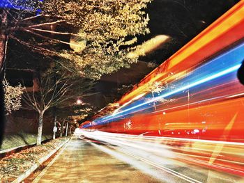 Illuminated road at night