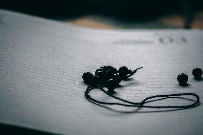 High angle view of black coffee on table