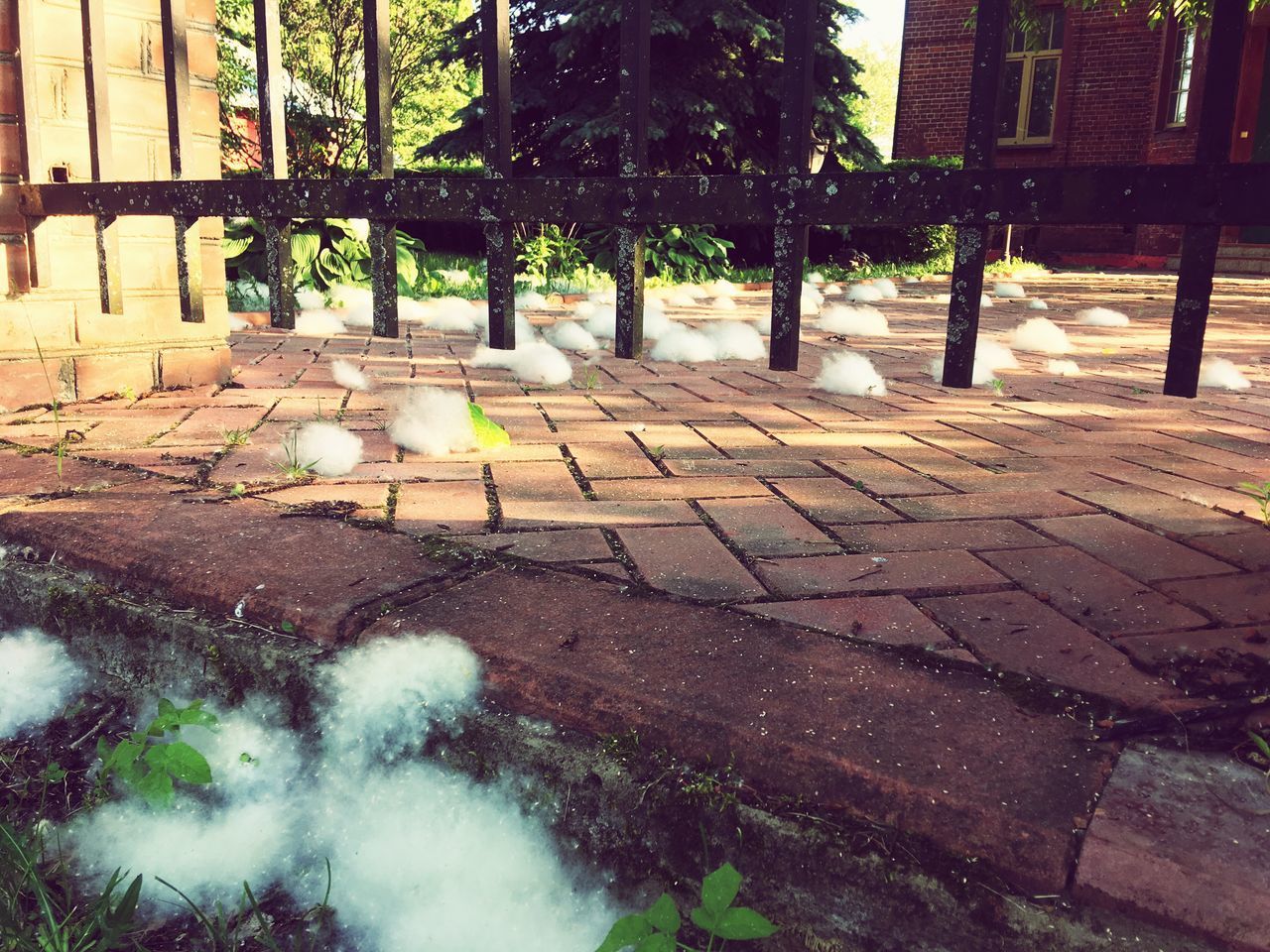 PUDDLE ON STREET AMIDST BUILDINGS