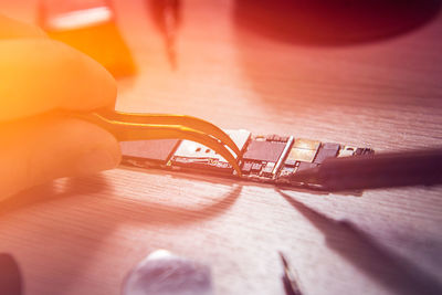 Close-up of woman hand