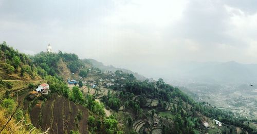 High angle shot of countryside landscape