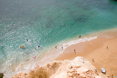 High angle view of people on beach