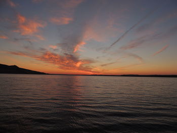 Scenic view of sea against sky at sunset