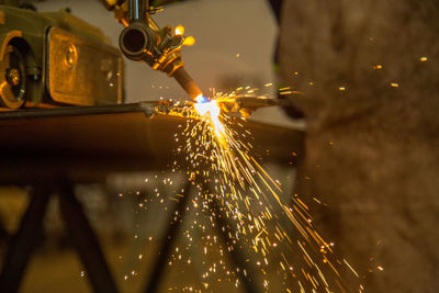 Close-up of metal cutting at factory