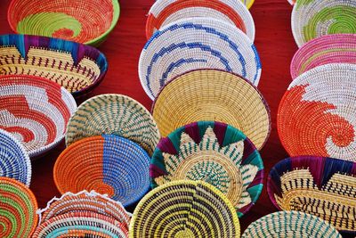 Full frame shot of multi colored baskets for sale at market