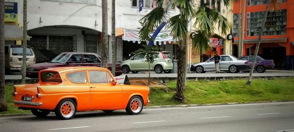 Cars parked on street