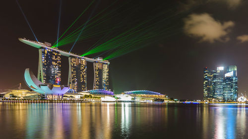 Illuminated city at night