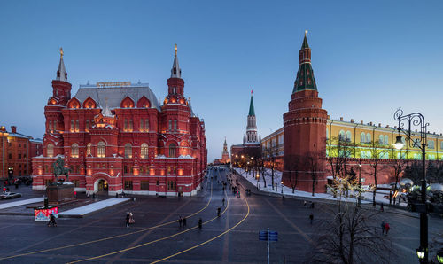 View of cityscape at dusk