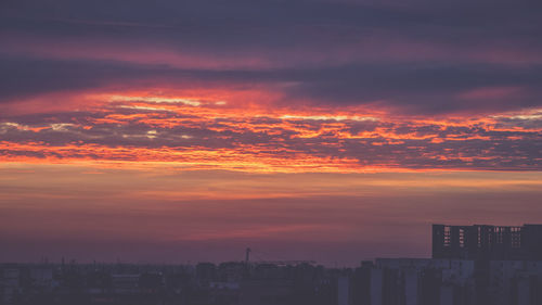 Scenic view of dramatic sky over city