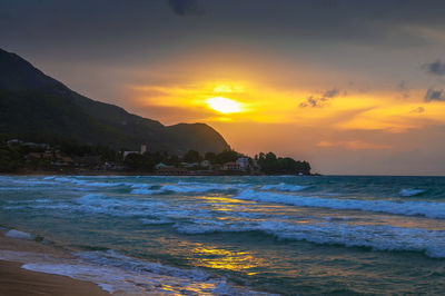 Scenic view of sea against sky during sunset