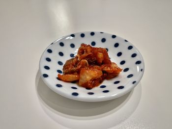 High angle view of dessert in plate