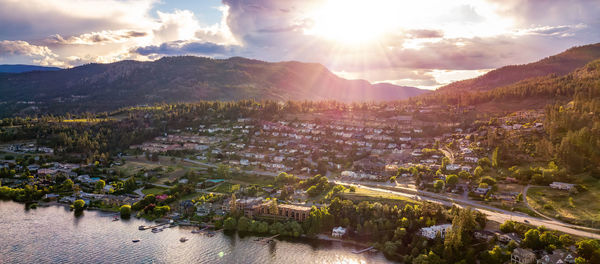 High angle view of townscape against sky