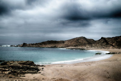 Scenic view of beach against sky