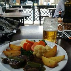 Close-up of served food in restaurant