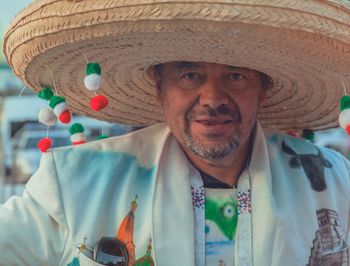 Portrait of man wearing hat