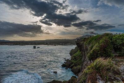 Scenic view of sea against sky during sunset