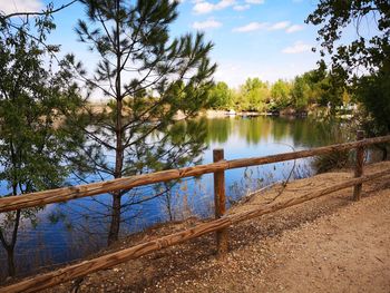 Scenic view of lake against sky