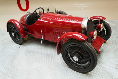 Close-up of toy car on street