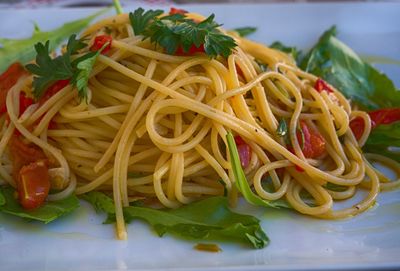 Close-up of meal served in plate