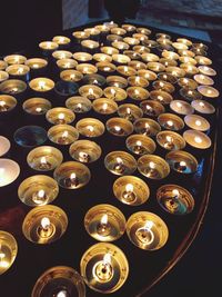 Close-up of illuminated candles