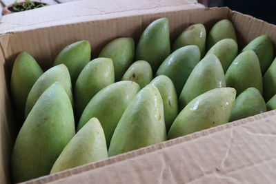 High angle view of fruits in box