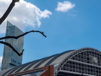 Low angle view of modern building against sky