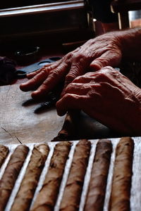 Close-up of hands working