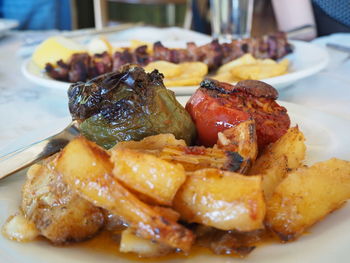 Close-up of meal served in plate