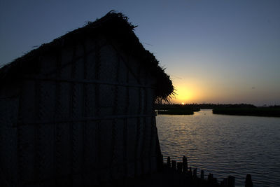 View of built structure at sunset