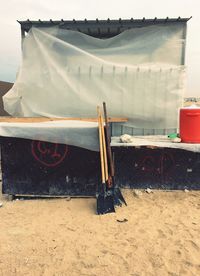 Deck chairs on sand