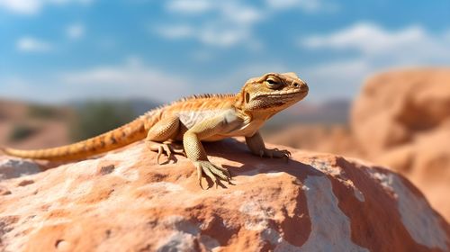 Close-up of lizard on rock