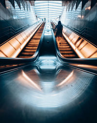 High angle view of escalator