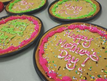 High angle view of cake on table