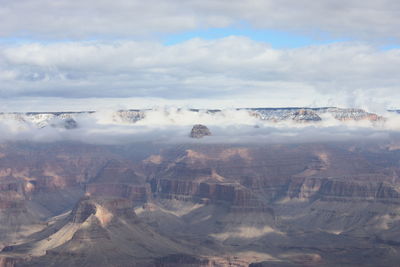 Aerial view of landscape against cloudy sky