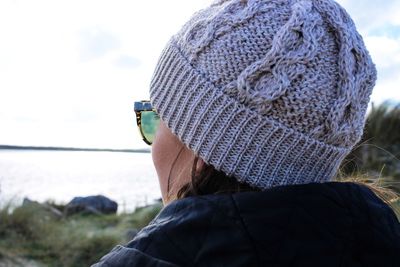 Close-up of man against sky