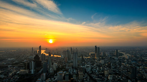  bangkok city skyscrapers and blue sky the sunset background with king power mahanakhon 