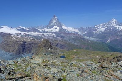 Scenic view of snowcapped mountain against sky