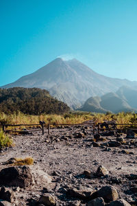 Scenic view of landscape against blue sky