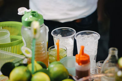 Close-up of preparation drink on table