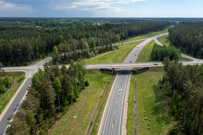 Highway a1 via baltica between vilnius, riga and tallinn, road section next to saulkrasti, latvia