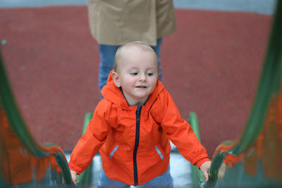 Full length of cute baby boy outdoors