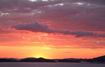 Scenic view of mountains at sunset