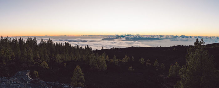 Panoramic view of landscape against sky during sunset