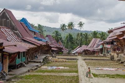 Houses and buildings against sky