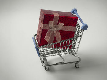 Close-up of red flag against white background