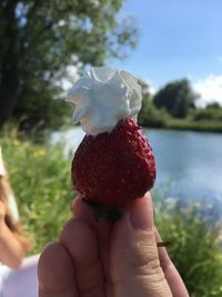 Midsection of person holding ice cream