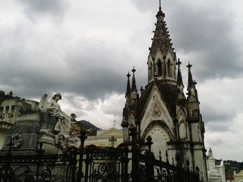 Low angle view of church against cloudy sky